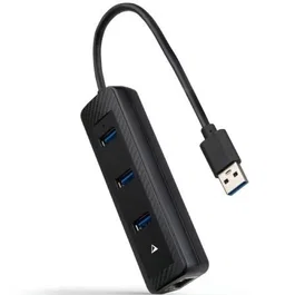 Nanocable Hub USB 3.0 10.16.4604 - 3 Puertos USB-A 3.0 + 1 Puerto Ethernet RJ45 Gigabit, Negro, 15 cm